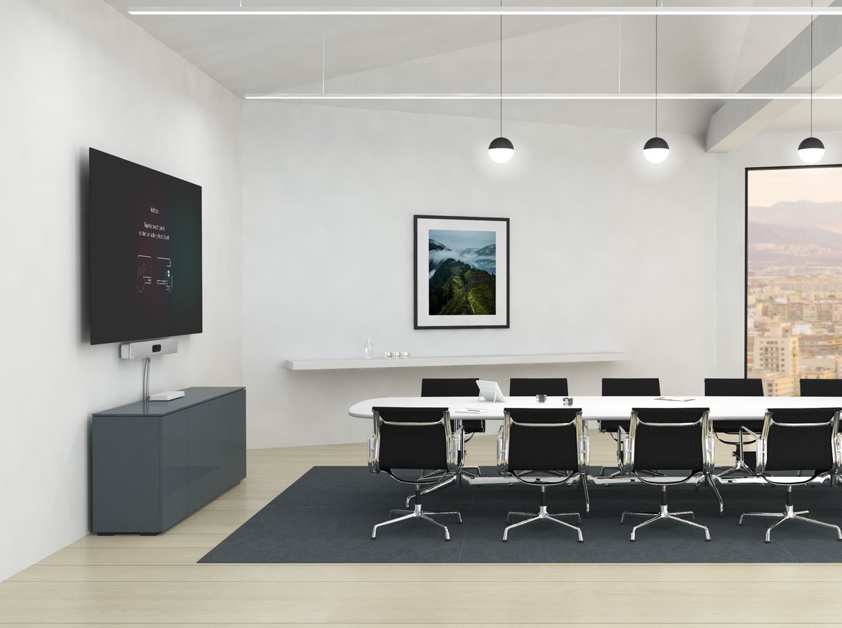 Ciso meeting room with display, chairs and a large table