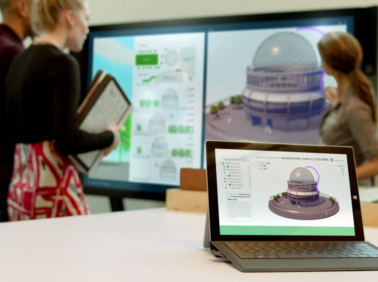 Architects in front of Microsoft Surface Hub